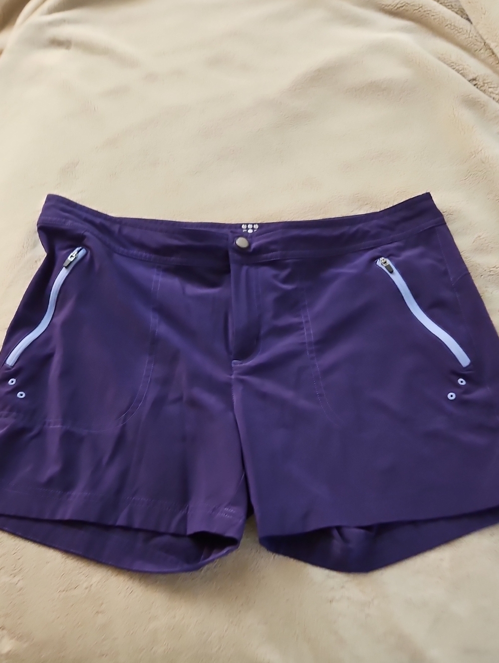 Title Nine Purple Athletic Shorts with Contrast Zip Accents